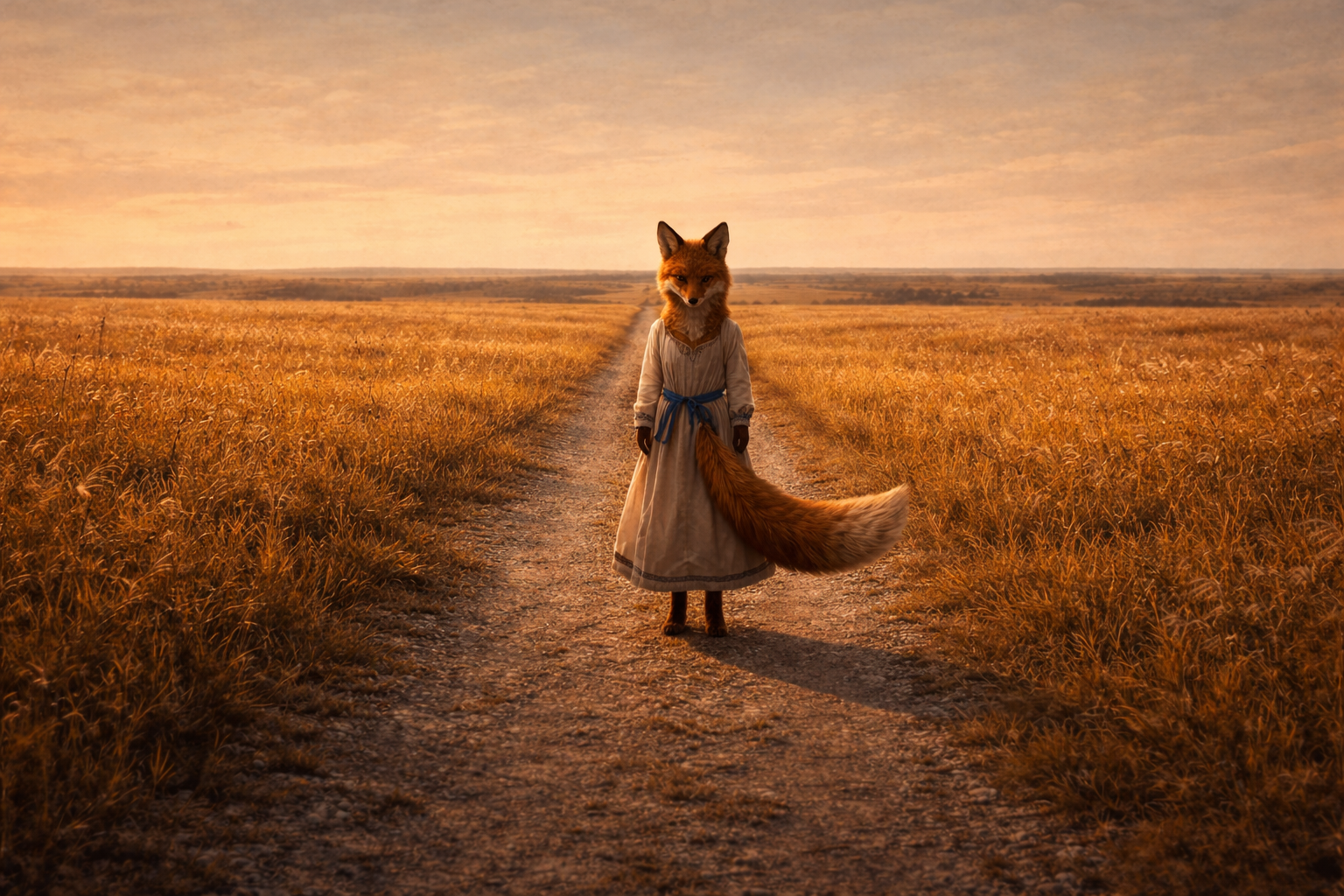 Foxyana standing in the golden Poltava steppe — where Ukrainian history found its widest canvas